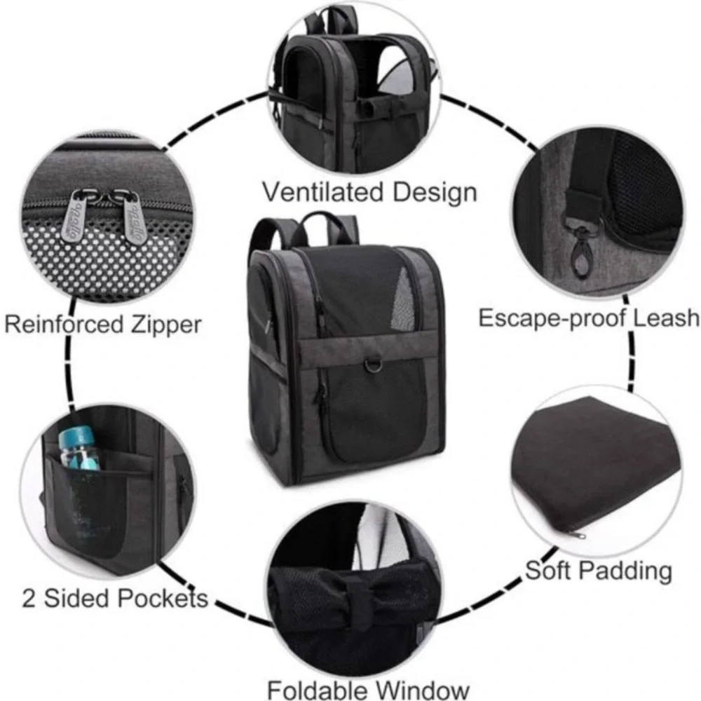Pet Carrier Backpack for Large/Small Cats and Dogs, Puppies, Safety Features